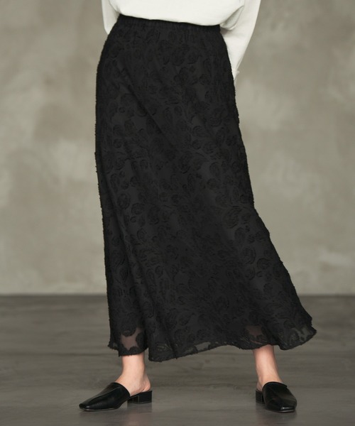 Aunt Marie's（アントマリーズ）の「AUNT MARIE'S シフォンカットジャガードスカート（スカート・レディース・ブラック/ナチュラル・FREE）」の13枚目の写真