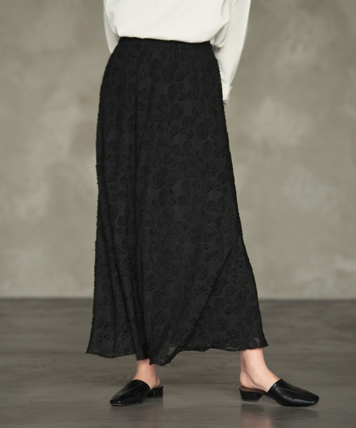 Aunt Marie's（アントマリーズ）の「AUNT MARIE'S シフォンカットジャガードスカート（スカート・レディース・ブラック/ナチュラル・FREE）」の14枚目の写真