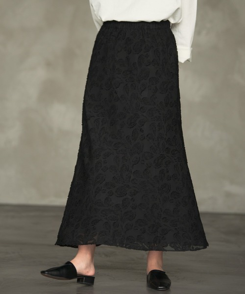 Aunt Marie's（アントマリーズ）の「AUNT MARIE'S シフォンカットジャガードスカート（スカート・レディース・ブラック/ナチュラル・FREE）」の19枚目の写真