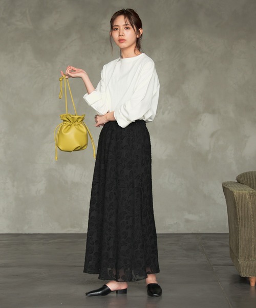 Aunt Marie's（アントマリーズ）の「AUNT MARIE'S シフォンカットジャガードスカート（スカート・レディース・ブラック/ナチュラル・FREE）」の12枚目の写真