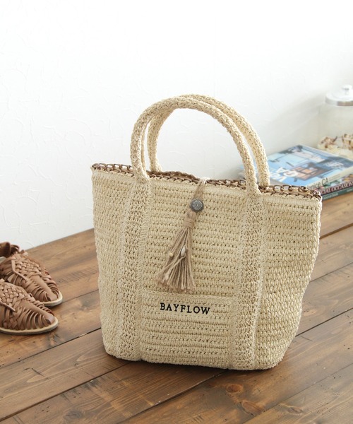 BAYFLOW（ベイフロー）の「20SSペーパータックロゴトートL（トートバッグ・レディース・ブラウン/ナチュラル・FREE）」の2枚目の写真
