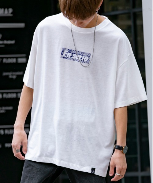 En serio TOKYO（エンソリオトーキョー）の「JAPANクラフト BOXロゴ ビッグシルエット Tシャツ（Tシャツ/カットソー・メンズ・ホワイト系その他/ブラック系その他/ホワイト系その他2/ブラック系その他3/ホワイト系その他3/ブラック系その他2・LL/S/M/L）」の3枚目の写真