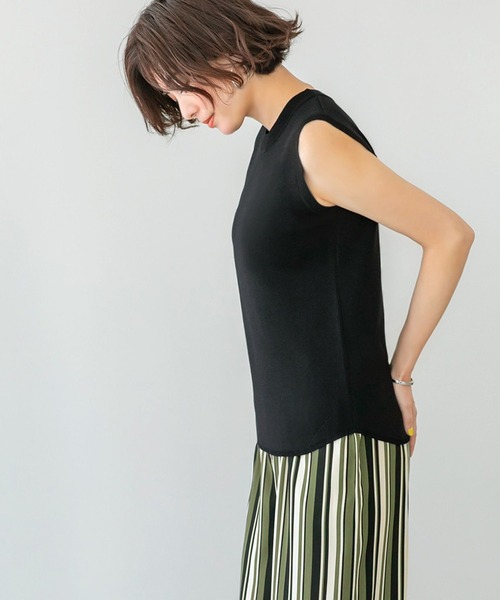 STYLE DELI（スタイルデリ）の「涼感ノースリサマーニットトップス（ニット/セーター・レディース・アイボリー/ブラック/グレー/ブラウン/ネイビー/グリーン/チャコール/ストーン・MEDIUM）」の5枚目の写真