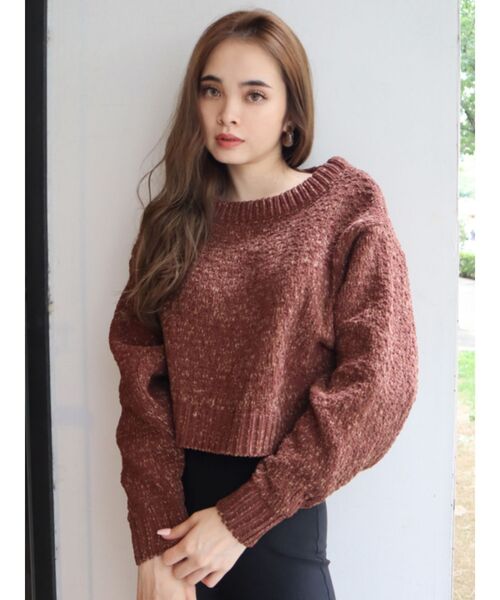 EMODA（エモダ）の「バルキーマットモールニット（ニット/セーター・レディース・ホワイト/ブラック/ブラウン・FREE）」の6枚目の写真