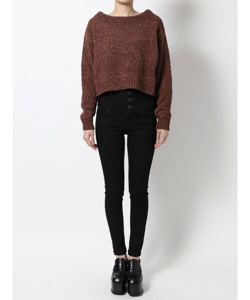 EMODA（エモダ）の「バルキーマットモールニット（ニット/セーター・レディース・ホワイト/ブラック/ブラウン・FREE）」の5枚目の写真