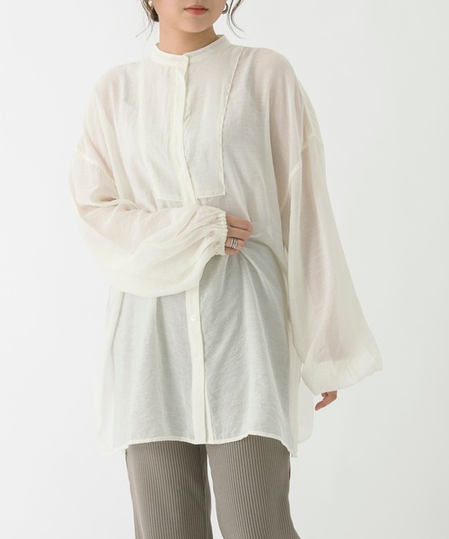 Ambre Neige(アンブルネージュ)の「シアーブラウス/シャツブラウス/【WEB/EC限定商品】(シャツ/ブラウス・レディース・パープル/ダークブラウン/ナチュラル・FREE)」の1枚目の写真