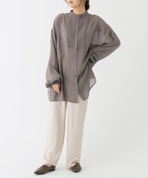 Ambre Neige(アンブルネージュ)の「シアーブラウス/シャツブラウス/【WEB/EC限定商品】(シャツ/ブラウス・レディース・パープル/ダークブラウン/ナチュラル・FREE)」の15枚目の写真