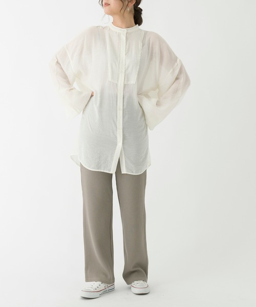 Ambre Neige(アンブルネージュ)の「シアーブラウス/シャツブラウス/【WEB/EC限定商品】(シャツ/ブラウス・レディース・パープル/ダークブラウン/ナチュラル・FREE)」の9枚目の写真