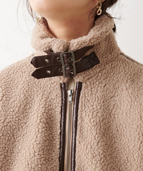 natural couture(ナチュラルクチュール)の「ボアオーバーサイズフライトジャケット(その他アウター・レディース・ブラック/ベージュ/ブラウン/アイボリー・FREE)」の8枚目の写真