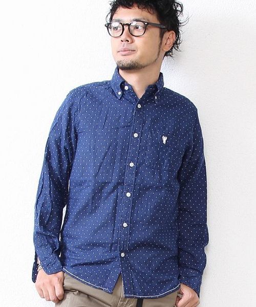 coen（コーエン）の「ドットダブルガーゼボタンダウンシャツ（シャツ/ブラウス・メンズ・ライトブルー/ネイビー・MEDIUM/SMALL/X-LARGE/X-SMALL/LARGE）」の11枚目の写真