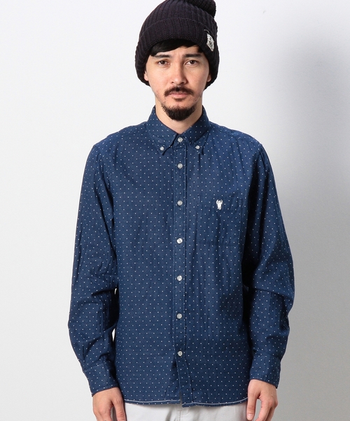 coen（コーエン）の「ドットダブルガーゼボタンダウンシャツ（シャツ/ブラウス・メンズ・ライトブルー/ネイビー・MEDIUM/SMALL/X-LARGE/X-SMALL/LARGE）」の3枚目の写真