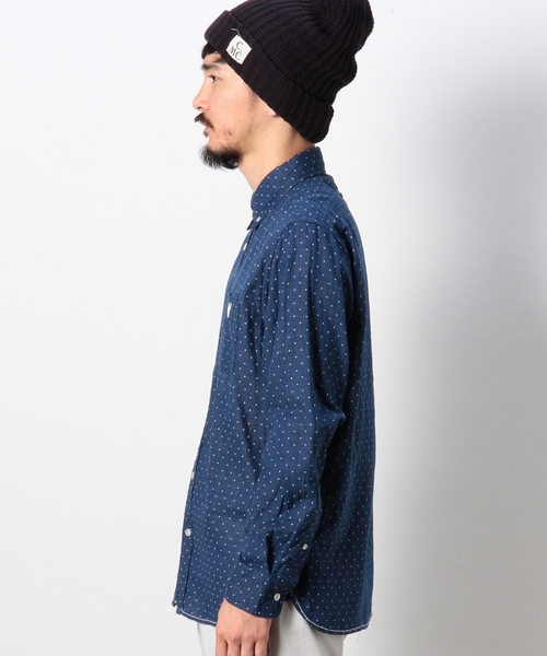 coen（コーエン）の「ドットダブルガーゼボタンダウンシャツ（シャツ/ブラウス・メンズ・ライトブルー/ネイビー・MEDIUM/SMALL/X-LARGE/X-SMALL/LARGE）」の4枚目の写真