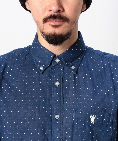 coen（コーエン）の「ドットダブルガーゼボタンダウンシャツ（シャツ/ブラウス・メンズ・ライトブルー/ネイビー・MEDIUM/SMALL/X-LARGE/X-SMALL/LARGE）」の6枚目の写真