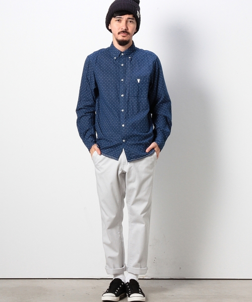 coen（コーエン）の「ドットダブルガーゼボタンダウンシャツ（シャツ/ブラウス・メンズ・ライトブルー/ネイビー・MEDIUM/SMALL/X-LARGE/X-SMALL/LARGE）」の9枚目の写真