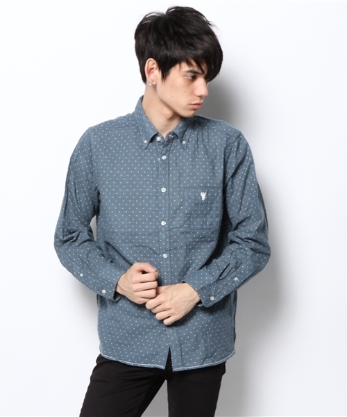 coen（コーエン）の「ドットダブルガーゼボタンダウンシャツ（シャツ/ブラウス・メンズ・ライトブルー/ネイビー・MEDIUM/SMALL/X-LARGE/X-SMALL/LARGE）」の12枚目の写真