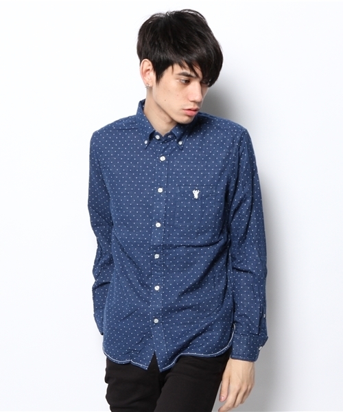 coen（コーエン）の「ドットダブルガーゼボタンダウンシャツ（シャツ/ブラウス・メンズ・ライトブルー/ネイビー・MEDIUM/SMALL/X-LARGE/X-SMALL/LARGE）」の13枚目の写真