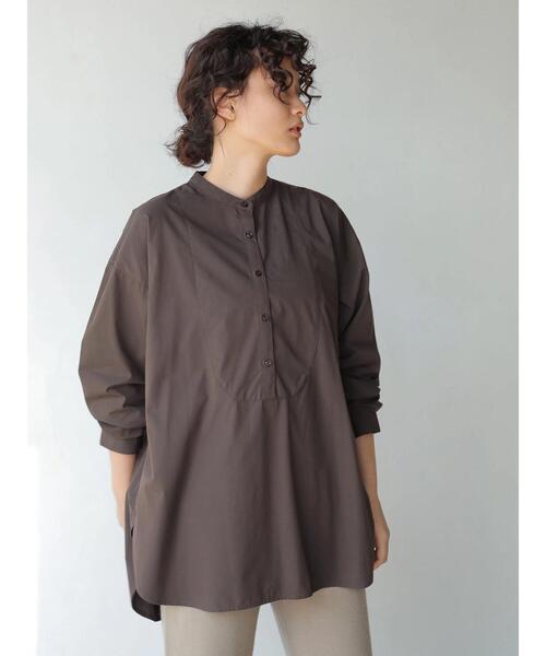 AMERICAN HOLIC(アメリカンホリック)の「バンドカラーバックスリットシャツチュニック *(Tシャツ/カットソー・レディース・チェック/オフホワイト/ピンク/ブラウン・FREE)」の20枚目の写真