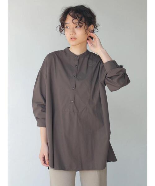 AMERICAN HOLIC(アメリカンホリック)の「バンドカラーバックスリットシャツチュニック *(Tシャツ/カットソー・レディース・チェック/オフホワイト/ピンク/ブラウン・FREE)」の8枚目の写真