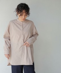 バンドカラーバックスリットシャツチュニック *