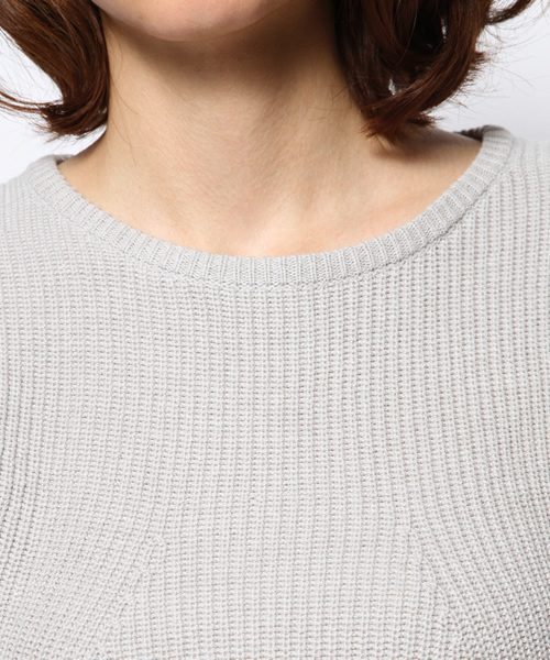 CIAOPANIC（チャオパニック）の「【Ciaopanic】裾ストライプ5分袖プルオーバー（ニット/セーター・レディース・オレンジ/オフホワイト/グレー・FREE）」の6枚目の写真