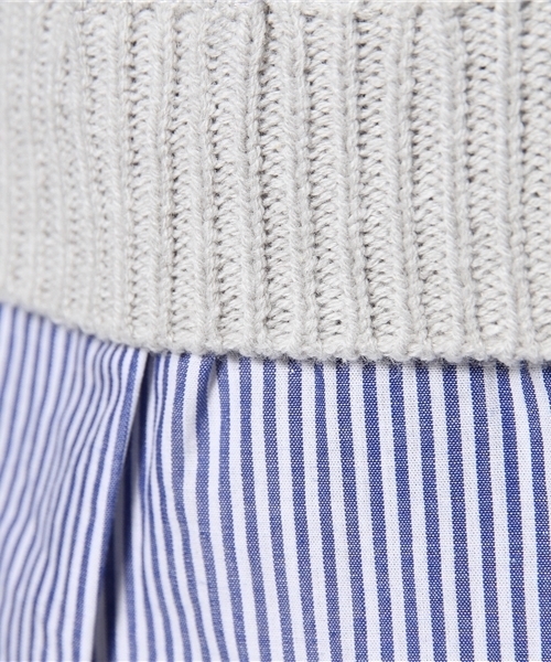 CIAOPANIC（チャオパニック）の「【Ciaopanic】裾ストライプ5分袖プルオーバー（ニット/セーター・レディース・オレンジ/オフホワイト/グレー・FREE）」の9枚目の写真
