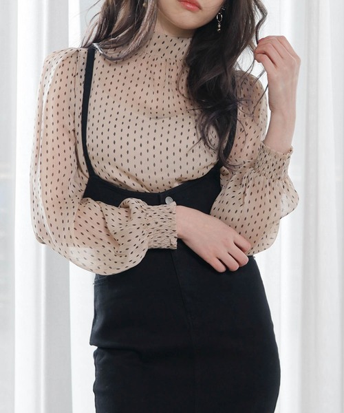 LIPSERVICE（リップサービス）の「キャミSETリボンシアーブラウス（シャツ/ブラウス・レディース・ベージュ/ホワイト/ブラック・FREE）」の12枚目の写真