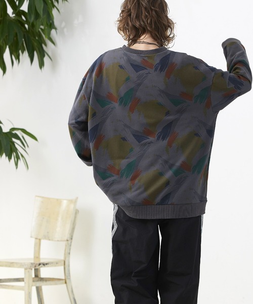 ENDER PRODUCTS（エンダープロダクツ）の「オーバーサイズ コットン裏毛 ミックスパターン柄 クルーネックプルオーバースウェット【ENDER PRODUCTS/エンダープロダクツ】（スウェット・メンズ・ベージュ/チャコールグレー・M/L）」の10枚目の写真