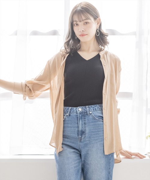 clear（クリア）の「リブニットタンクトップ（タンクトップ・レディース・ブラック/パープル/サンドベージュ/モカ・F）」の2枚目の写真