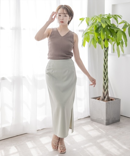 clear（クリア）の「リブニットタンクトップ（タンクトップ・レディース・ブラック/パープル/サンドベージュ/モカ・F）」の5枚目の写真