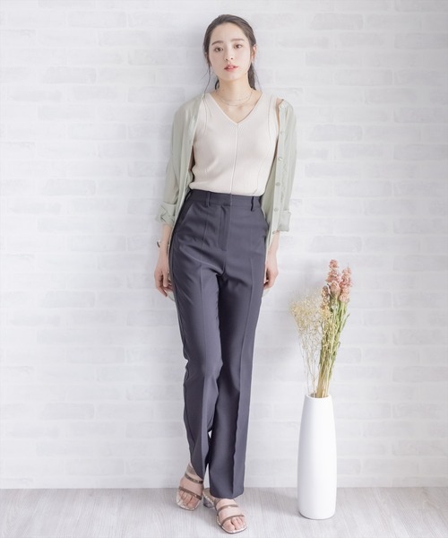 clear（クリア）の「リブニットタンクトップ（タンクトップ・レディース・ブラック/パープル/サンドベージュ/モカ・F）」の6枚目の写真