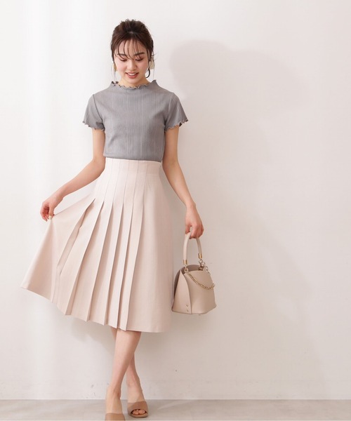 PROPORTION BODY DRESSING(プロポーションボディドレッシング)の「フロントタックスカート / 1211120505(スカート・レディース・ピンク系その他2/ダークベージュ/オフホワイト・SMALL/MEDIUM)」の2枚目の写真