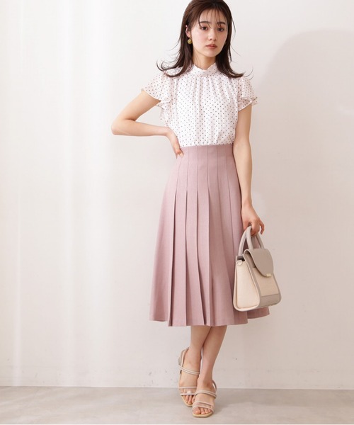 PROPORTION BODY DRESSING(プロポーションボディドレッシング)の「フロントタックスカート / 1211120505(スカート・レディース・ピンク系その他2/ダークベージュ/オフホワイト・SMALL/MEDIUM)」の4枚目の写真