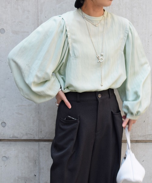 Marient（マリエント）の「ギャザースリーブバルーンBL（シャツ/ブラウス・レディース・ミント・FREE）」の8枚目の写真