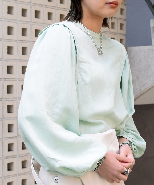 Marient（マリエント）の「ギャザースリーブバルーンBL（シャツ/ブラウス・レディース・ミント・FREE）」の4枚目の写真