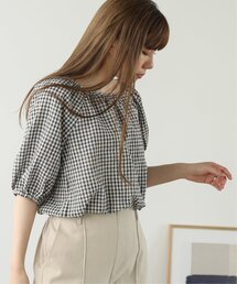 RAY CASSIN | スクエアネックチェックパフブラウス(シャツ/ブラウス)