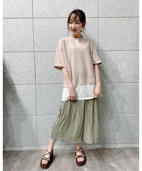 Cutie Blonde（キューティーブロンド）の「◆累計34万本！【S-L/すそくるっ】スラブ調ワイドパンツ（その他パンツ・レディース・ブラック/ダークオレンジ/カーキ/ライトベージュ/黄緑系・03/02/01）」の18枚目の写真