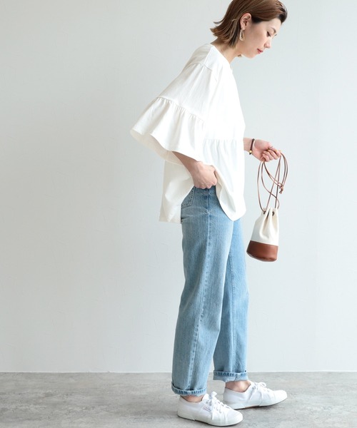 reca（レカ）の「ギャザーフレアカットソー（Tシャツ/カットソー・レディース・ブラック/オフホワイト/グレイッシュベージュ・FREE）」の12枚目の写真