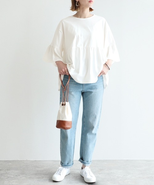 reca（レカ）の「ギャザーフレアカットソー（Tシャツ/カットソー・レディース・ブラック/オフホワイト/グレイッシュベージュ・FREE）」の14枚目の写真