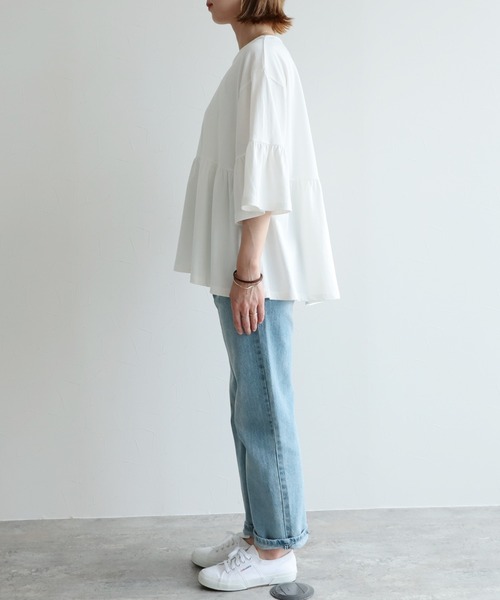 reca（レカ）の「ギャザーフレアカットソー（Tシャツ/カットソー・レディース・ブラック/オフホワイト/グレイッシュベージュ・FREE）」の21枚目の写真