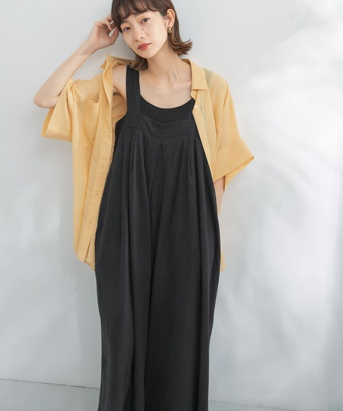 KBF（ケイビーエフ）の「ワイドタックサロペット（サロペット/オーバーオール・レディース・パープル系その他/ライトベージュ/ブラック・ONE）」の2枚目の写真