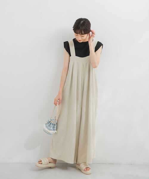 KBF（ケイビーエフ）の「ワイドタックサロペット（サロペット/オーバーオール・レディース・パープル系その他/ライトベージュ/ブラック・ONE）」の6枚目の写真