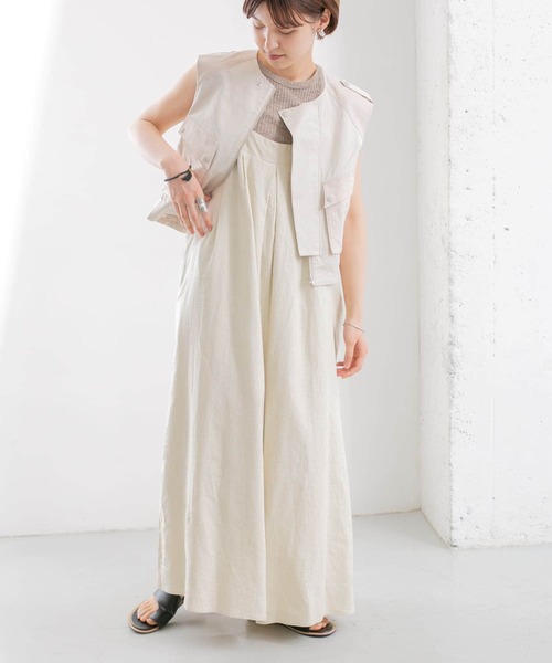 KBF（ケイビーエフ）の「ワイドタックサロペット（サロペット/オーバーオール・レディース・パープル系その他/ライトベージュ/ブラック・ONE）」の7枚目の写真