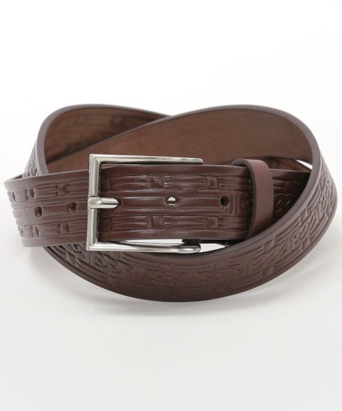 Wrangler(ラングラー)の「Wrangler/ラングラー 日本製 型押し レザーベルト(ベルト・メンズ・ブラック/ダークブラウン/ブラウン・FREE)」の3枚目の写真