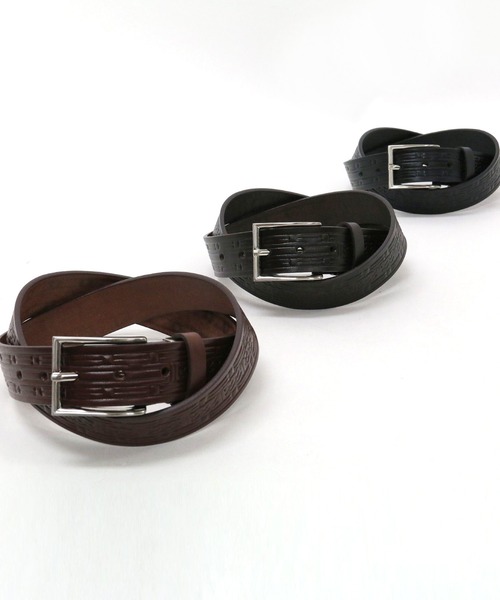 Wrangler(ラングラー)の「Wrangler/ラングラー 日本製 型押し レザーベルト(ベルト・メンズ・ブラック/ダークブラウン/ブラウン・FREE)」の19枚目の写真
