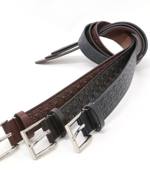 Wrangler(ラングラー)の「Wrangler/ラングラー 日本製 型押し レザーベルト(ベルト・メンズ・ブラック/ダークブラウン/ブラウン・FREE)」の18枚目の写真