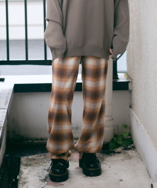 X-girl(エックスガール)の「OMBRE PLAID PANTS(その他パンツ・レディース・ブラウン/ブラック・M/S/XS)」の1枚目の写真