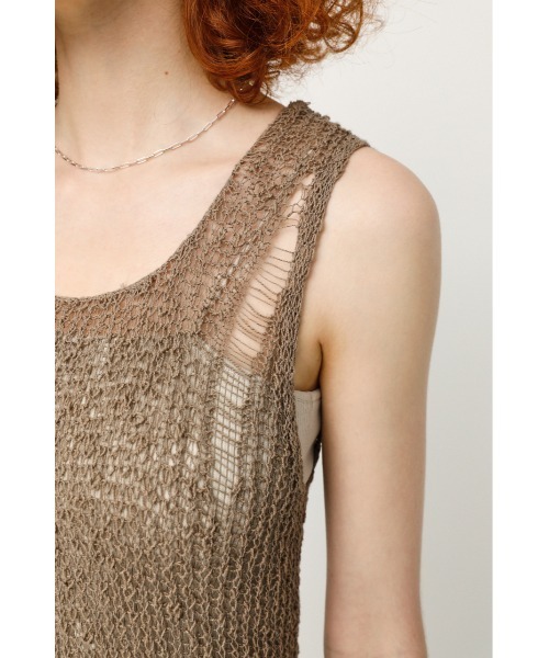 SLY（スライ）の「CRASH SLAB MESH TOPS メッシュ トップス（タンクトップ・レディース・グレー/オフホワイト/ブラック・FREE）」の18枚目の写真