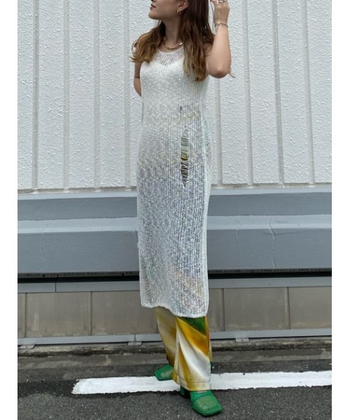 SLY（スライ）の「CRASH SLAB MESH TOPS メッシュ トップス（タンクトップ・レディース・グレー/オフホワイト/ブラック・FREE）」の21枚目の写真