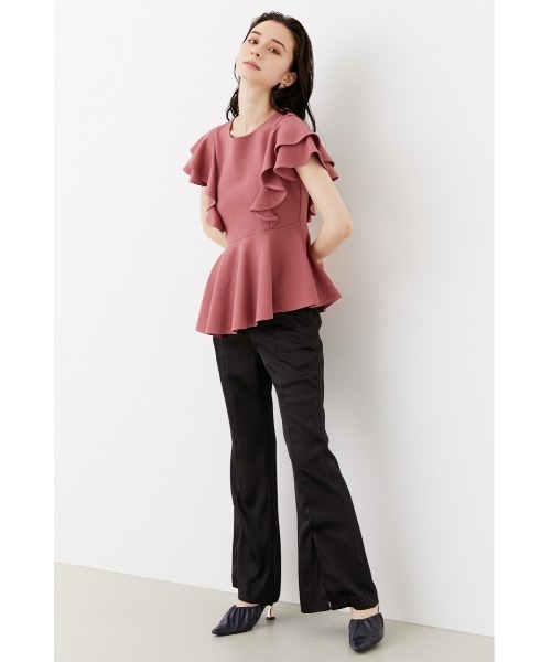 rienda（リエンダ）の「センタープレスフレアパンツ（スラックス・レディース・ブラック/ピンク/グリーン・SMALL/MEDIUM/X-SMALL）」の4枚目の写真