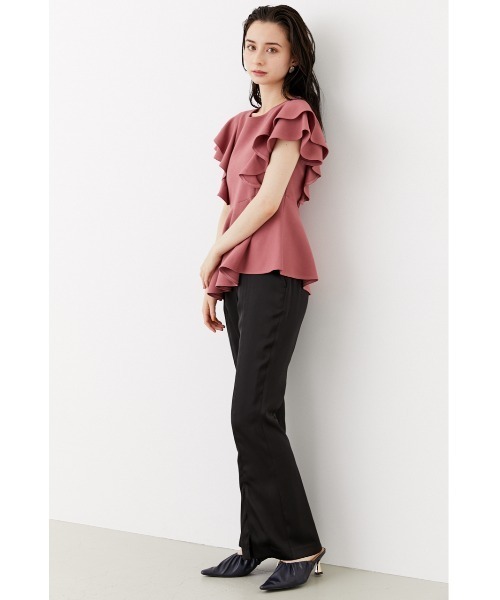 rienda（リエンダ）の「センタープレスフレアパンツ（スラックス・レディース・ブラック/ピンク/グリーン・SMALL/MEDIUM/X-SMALL）」の11枚目の写真